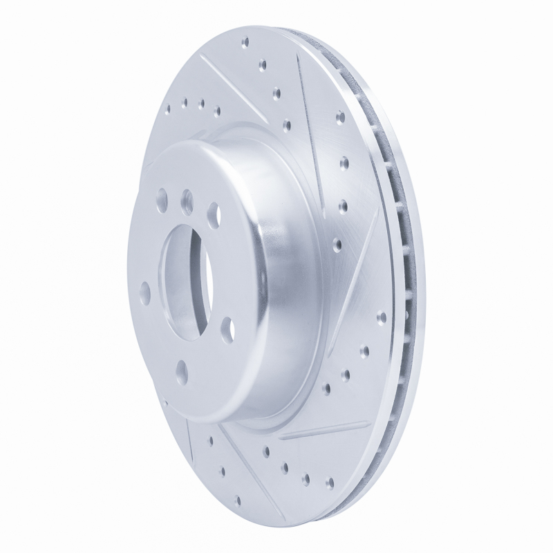 BMW 528i Brake Rotor (1) - Front Right - R1 Concepts - Drilled & Slotted - Silver - `11-`16